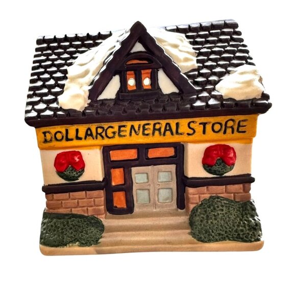 VTG Gift Collection Hand Painted Porcelain Dollar General Tea Light House New - Picture 1 of 12